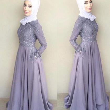 2016 Lace A-line Arabic Muslim Bridesmaid Dresses..